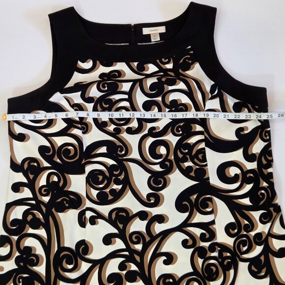 CJ Banks Women’s Sleeveless Shift Dress, Black/tan/cream, 22W, Worn One Time - Picture 5 of 8